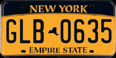NY license plate GLB0635