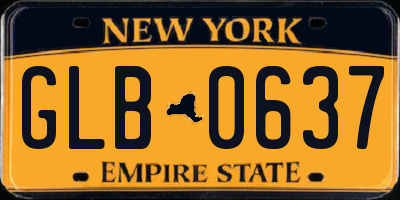 NY license plate GLB0637