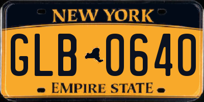 NY license plate GLB0640