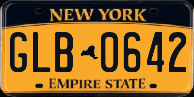 NY license plate GLB0642