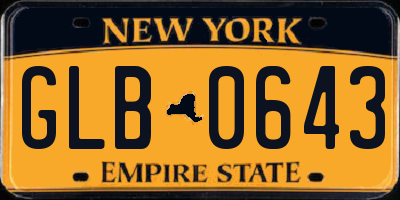 NY license plate GLB0643