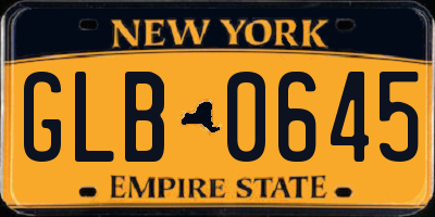 NY license plate GLB0645