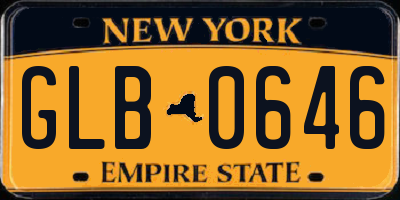 NY license plate GLB0646