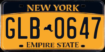 NY license plate GLB0647