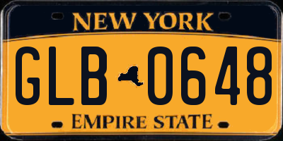 NY license plate GLB0648
