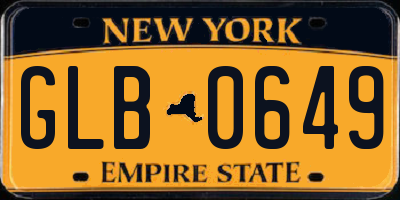 NY license plate GLB0649