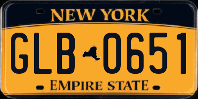 NY license plate GLB0651