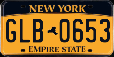 NY license plate GLB0653