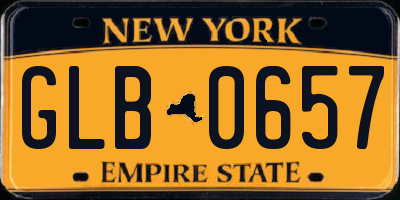 NY license plate GLB0657