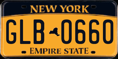 NY license plate GLB0660