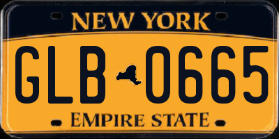 NY license plate GLB0665