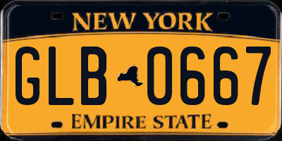 NY license plate GLB0667