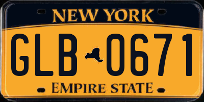 NY license plate GLB0671