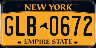 NY license plate GLB0672