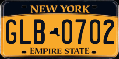 NY license plate GLB0702
