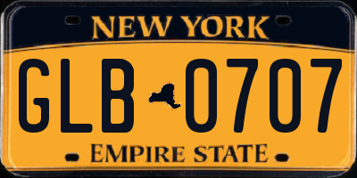 NY license plate GLB0707