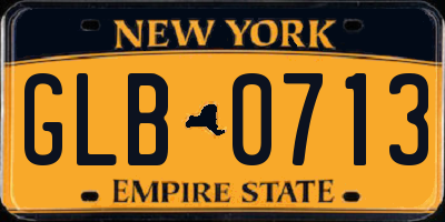 NY license plate GLB0713