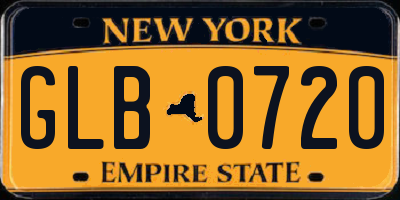 NY license plate GLB0720