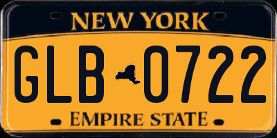 NY license plate GLB0722
