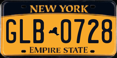 NY license plate GLB0728