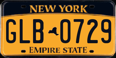 NY license plate GLB0729
