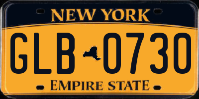 NY license plate GLB0730