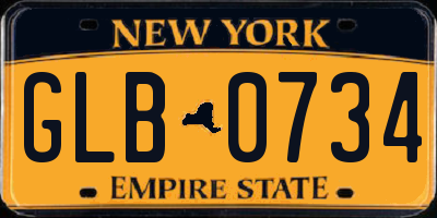 NY license plate GLB0734
