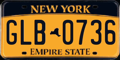 NY license plate GLB0736