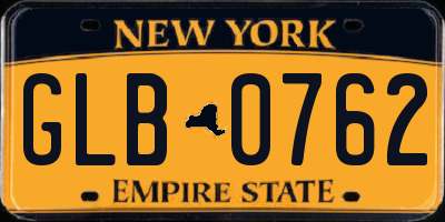 NY license plate GLB0762