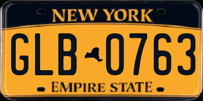 NY license plate GLB0763
