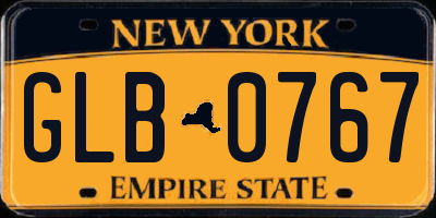 NY license plate GLB0767