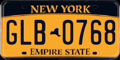 NY license plate GLB0768