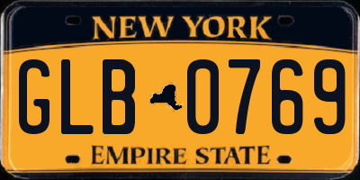 NY license plate GLB0769