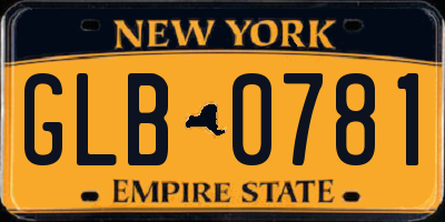 NY license plate GLB0781