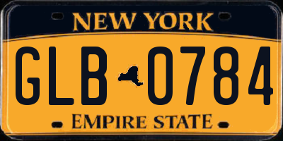 NY license plate GLB0784