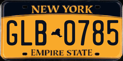 NY license plate GLB0785