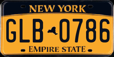 NY license plate GLB0786
