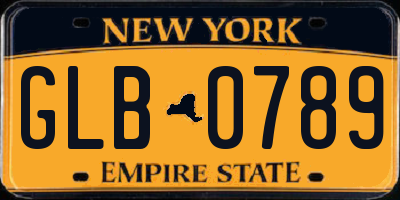 NY license plate GLB0789