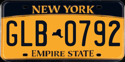 NY license plate GLB0792
