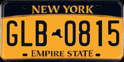 NY license plate GLB0815