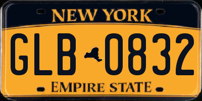NY license plate GLB0832
