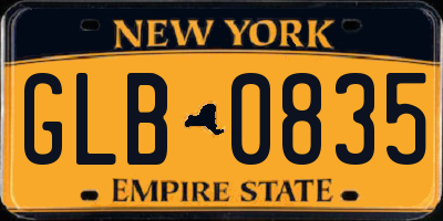 NY license plate GLB0835