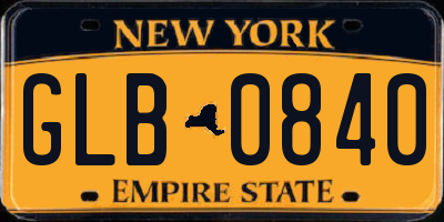 NY license plate GLB0840