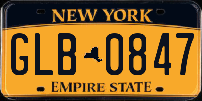 NY license plate GLB0847