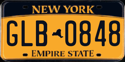 NY license plate GLB0848