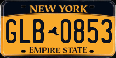 NY license plate GLB0853
