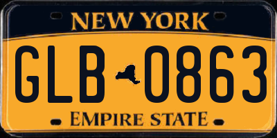 NY license plate GLB0863