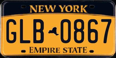 NY license plate GLB0867