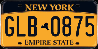 NY license plate GLB0875