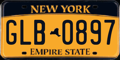 NY license plate GLB0897